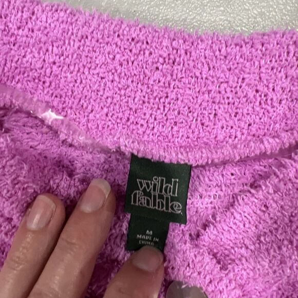 Wild Sable Cardigan Women’s‎ Medium Purple Button Front V-Neck Crop Top - Picture 9 of 14